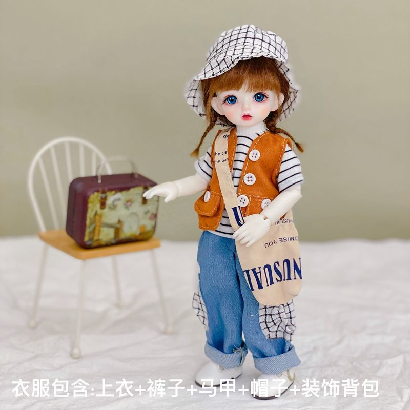 新款6分bjd娃娃衣服jk制服连衣裙30厘米芭比娃娃可爱套装换装裙子 CC1[6分娃衣] 只卖衣服(没有娃娃和鞋子)