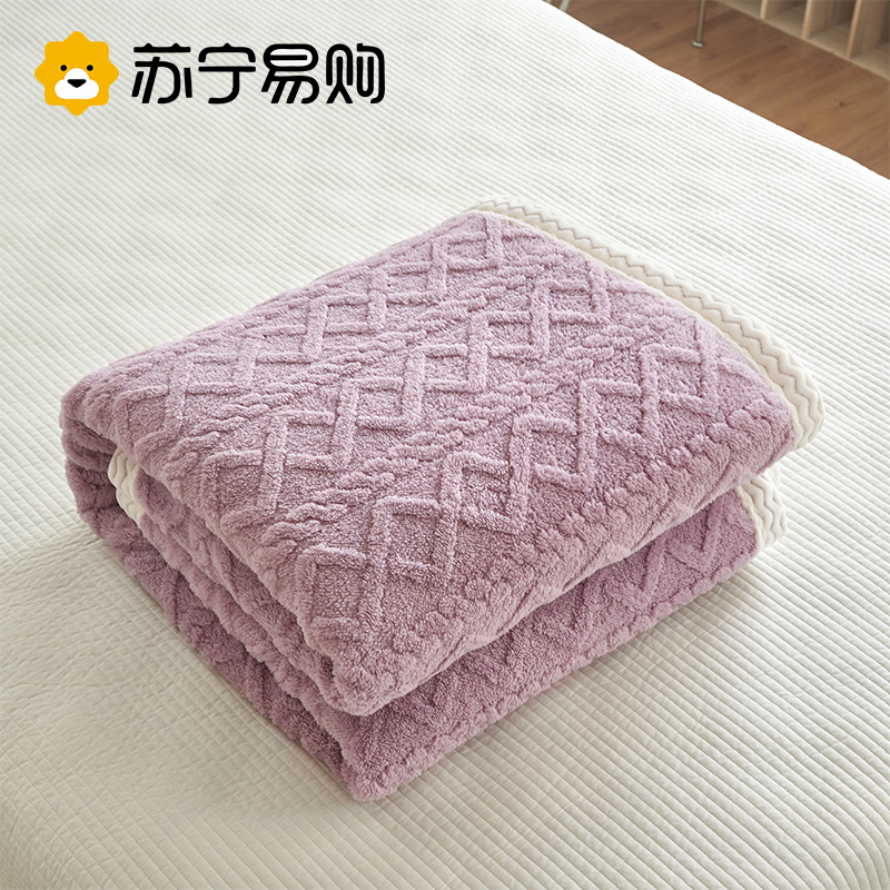 奂米高级感拼色毛毯三层加厚冬贝贝绒牛奶绒毯子床上用814-3