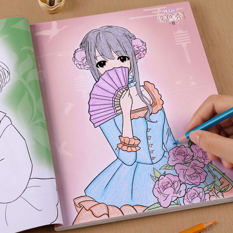 公主画绘画本儿童涂色画本画画本小学生彩笔蜡笔画画笔绘画套装|公主涂色6本[不包含画笔]
