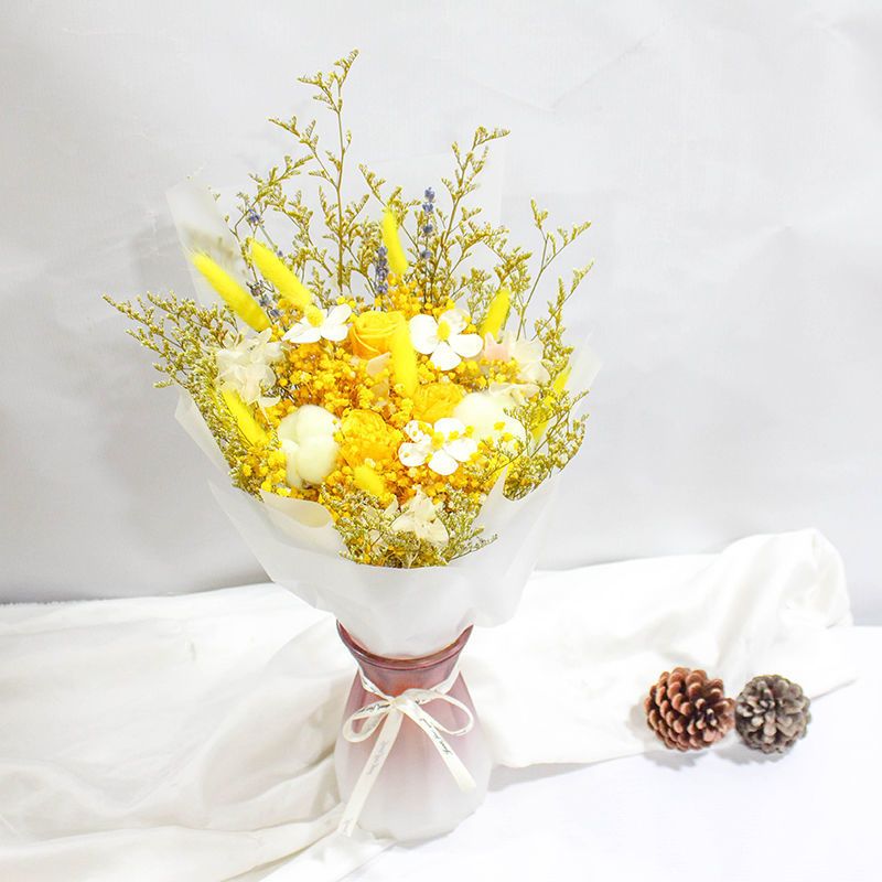 [云南七彩花坊]云南新品干花永生花束家居装饰花瓶摆件玫瑰花 紫寒(紫色) 不带花瓶