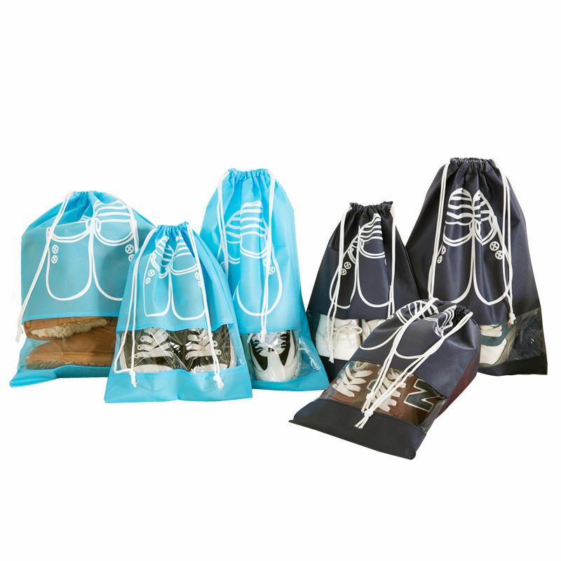 10个装便携式透明运动束口装鞋子的袋子 收纳拉链旅行防尘鞋袋收纳袋