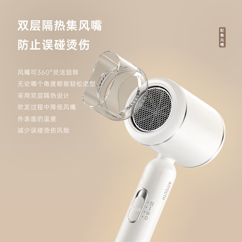 艾青春家用大功率电吹风负离子护发折叠速干静音宿舍用吹风机 AI-CF530高清大图