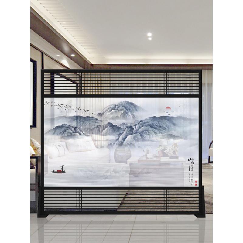 BONJEAN新中式实木屏风隔断客厅装饰入户玄关酒店办公室镂空落地栅栏座屏高清大图