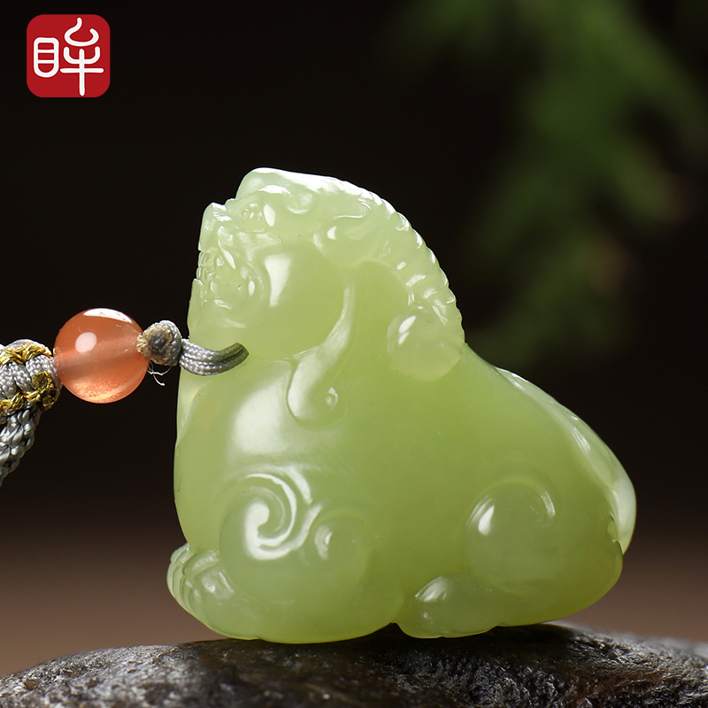 玉雕大师冀克正工作室作品印象眸和田玉貔貅吊坠黄口料瑞兽孤品玉石