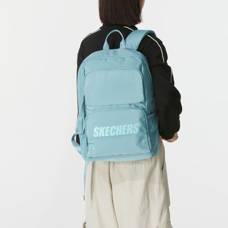 斯凯奇(Skechers)男包女包 新款大容量学生书包百搭潮流休闲背包旅行包通勤包 L320U196-02W2 蓝色