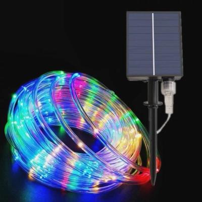 彩色 裸灯10米 太阳能管子灯LED彩灯闪灯串灯彩虹管户外满天星装饰防水高亮