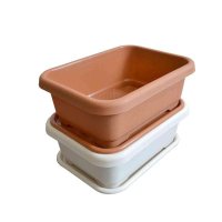 津沽园艺 园艺用品花盆容器 阳台种菜大方盆 家庭种花种菜盆 方形花盆菜盆送托盘 颜色随机1套