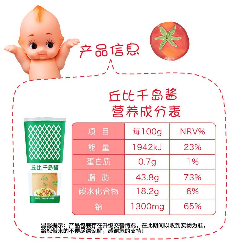 丘比(KEWPIE)千岛酱150g 面包酱芝士 轻食餐水果蔬菜沙拉酱炸物蘸料野餐郊游