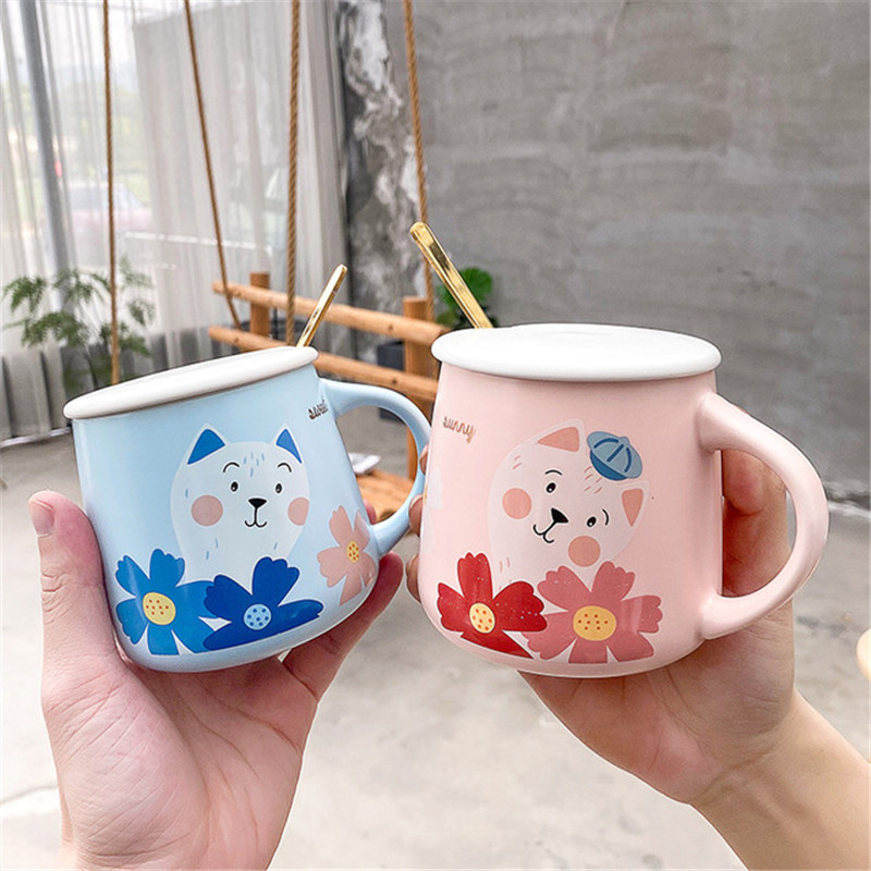 小花喵星人陶瓷杯卡通可爱水杯