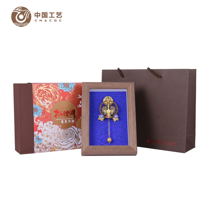 中国工艺 善意来袭 花丝金扇 黄金礼品 手工团扇 足银摆件 手把件