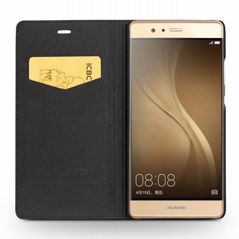 HUAWEI/进口真皮p9/p9plus手机壳保护套/智能皮套 适用于华为p9/p9plus -经典黑
