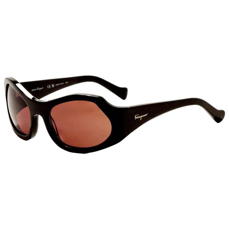 FERRAGAMO中性太阳镜SFS金属框架大框遮阳防紫外线潮流镜腿mm Brown
