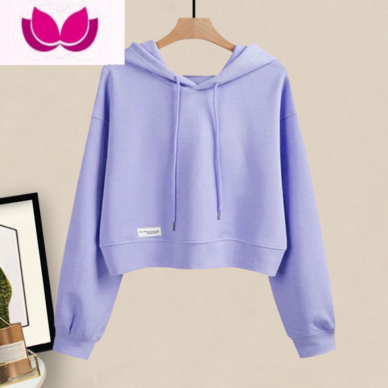 七斓休闲套装女春季新款小个子洋气小众穿搭时尚短款卫衣运动裤套 紫色上衣 XL