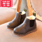 可莉允女童马丁靴2022秋冬新款儿童雪地靴宝宝棉鞋加绒皮靴男童低筒短靴