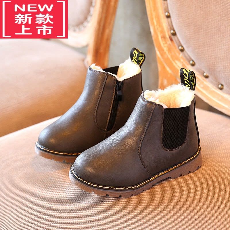 可莉允女童马丁靴2022秋冬新款儿童雪地靴宝宝棉鞋加绒皮靴男童低筒短靴图片