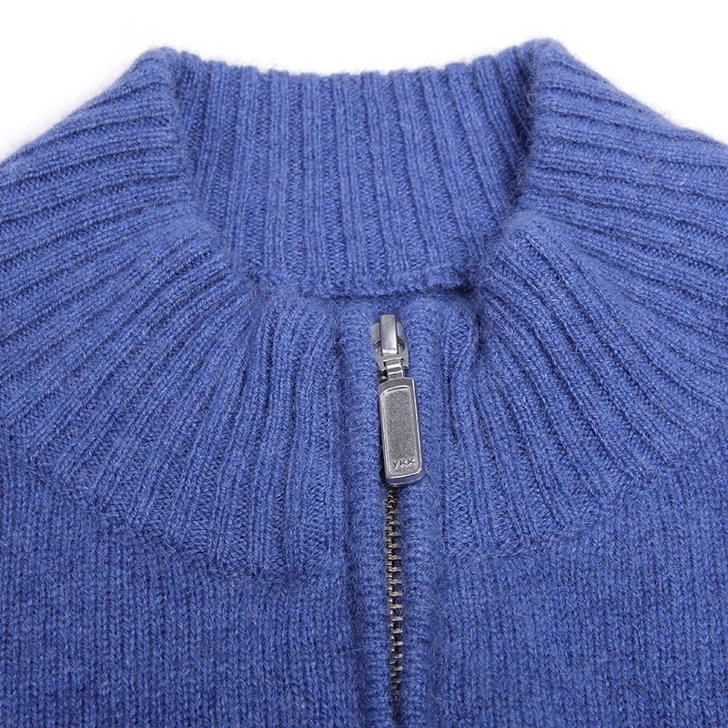 新款秋冬男士羊绒韩版半高拉链修身加厚羊绒衫针织衫套头毛衣