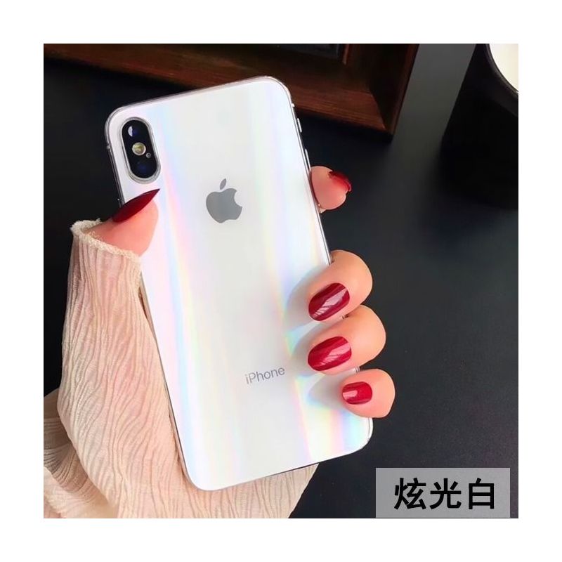 苹果x钢化后膜极光iphone78plus背膜xr后盖xs max改色11pro彩膜6s