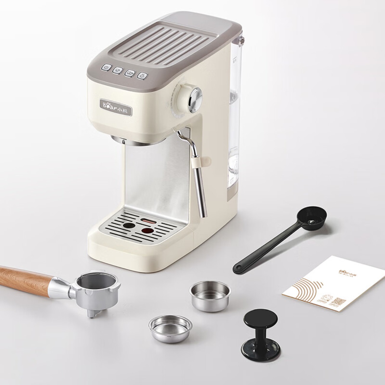小熊(bear)咖啡机家用意式半自动泵压式可打奶泡KFJ-N12V1 白色高清大图