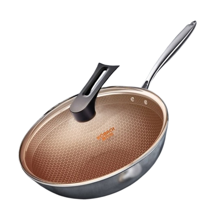 康巴赫炒锅32cm全花纹三层304不锈钢炒锅CFD32A2