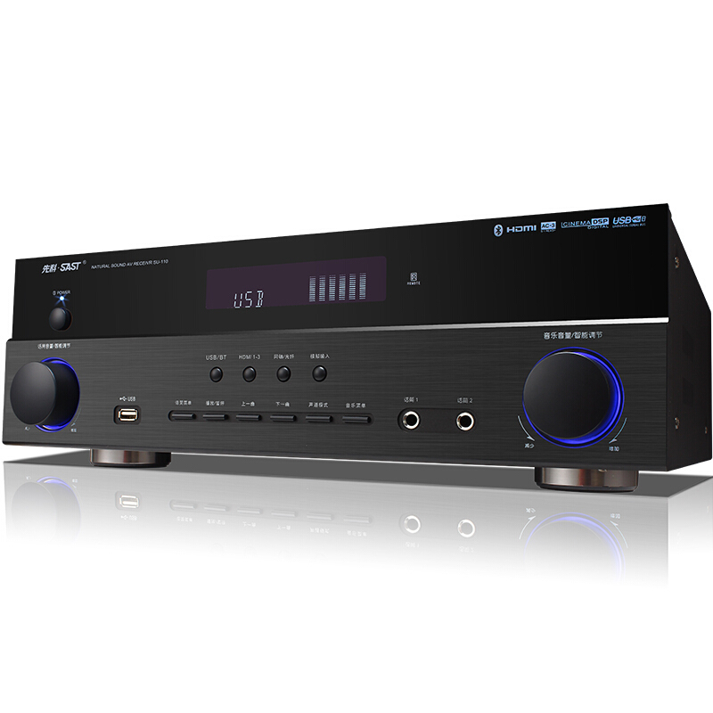 1声道家庭影院功放机支持蓝牙hdmi接口4k高清家用音响电视音响放大器