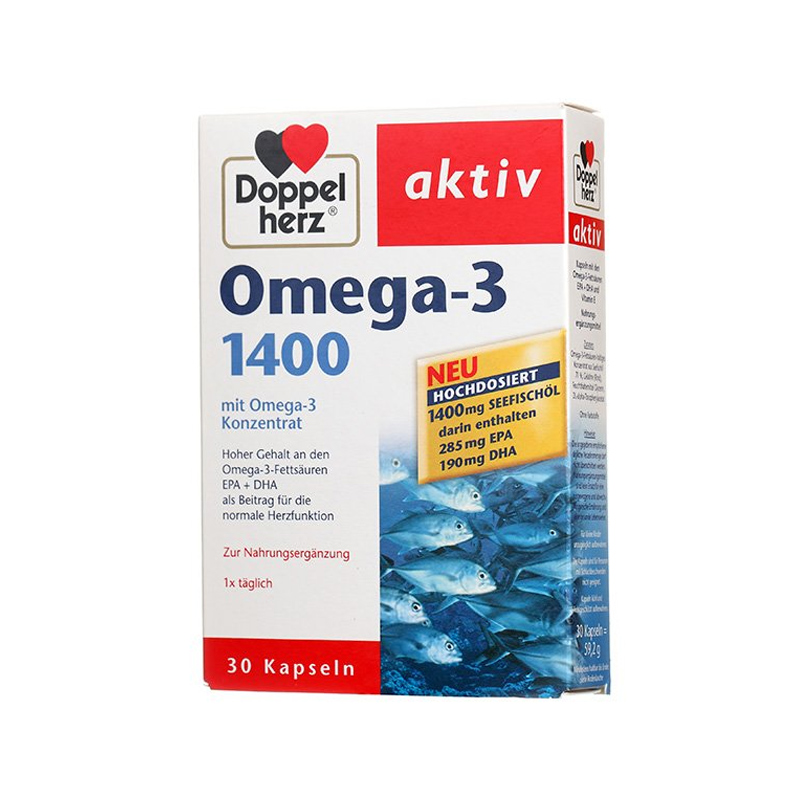 Doppelherz 德国双心鱼油 1400mg 高浓缩冷水深海胶囊30粒 Omega-3 含DHA/EPA