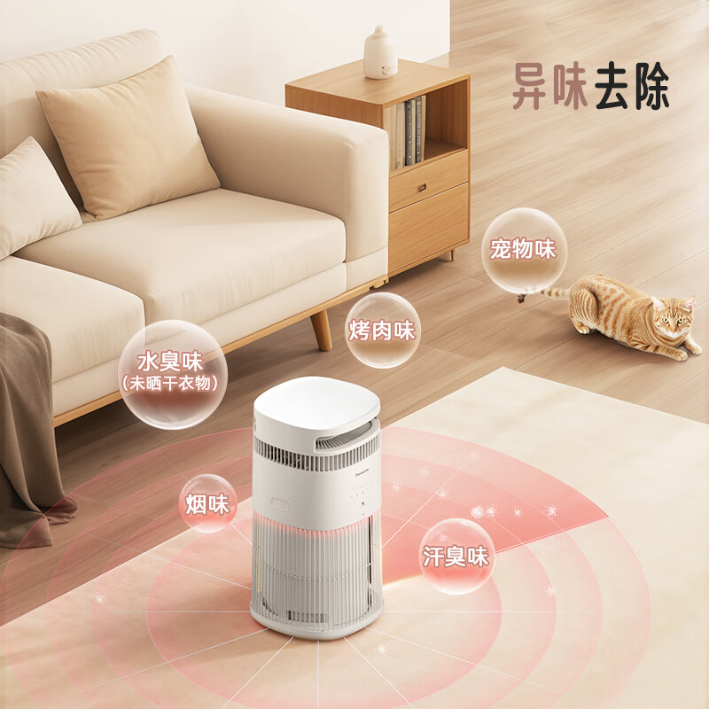 [新品首发]松下(Panasonic)宠物用空气净化器吸猫毛狗毛浮毛除异味烟味甲醛过敏原 F-PTZ450C高清大图