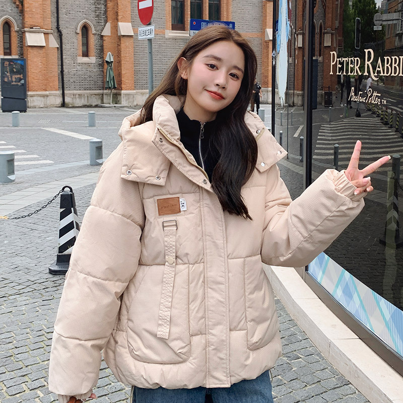 连帽羽绒棉服女2024秋冬新款韩版大码宽松小个子面包服外套棉袄潮高清大图