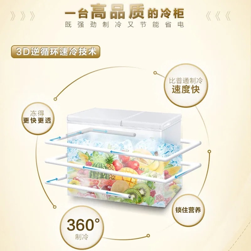 海尔(Haier)210升家用商用卧式冰柜冷柜冷藏柜冷冻柜小冰箱 大冷冻小冷藏 双温双箱 一级能效 FCD-210XDB