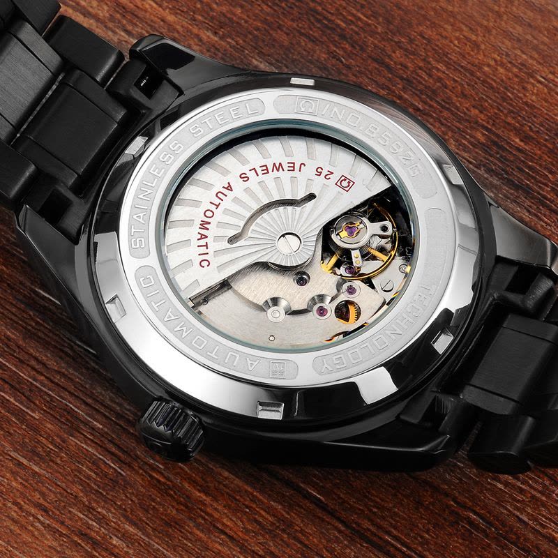 瑞士嘉年华CARNIVAL手表新款飞行员系列夜光男士全自动机械表 男表防水精钢黑色腕表正装时尚金属精钢表8592B图片