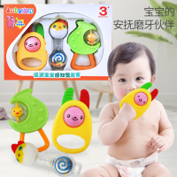 澳贝婴幼儿摇铃3只装礼盒新生儿消毒牙胶安抚摇铃3个月以上