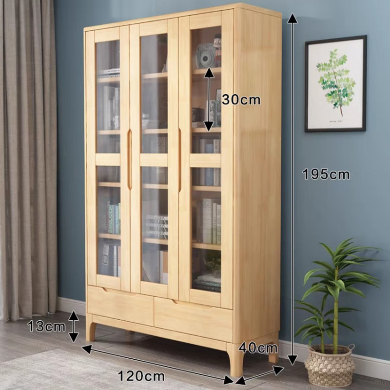 鑫金虎(XIN JIN HU) 三门书柜带玻璃门落地家用客厅组合文件展示柜高清大图