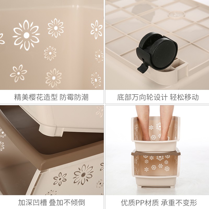厨房置物架水果蔬菜储物架可移动菜篮子塑料杂物收纳架子多层简约收纳层架 三维工匠高清大图