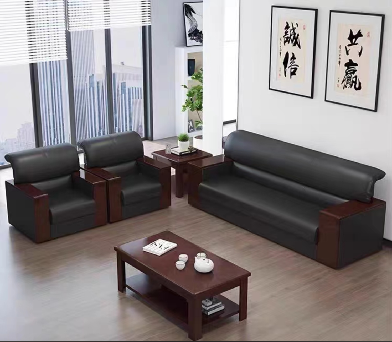 奥派克(AOPIK) 三人沙发 W1950*D850*H860 黑色高级感 成套的好搭配高清大图