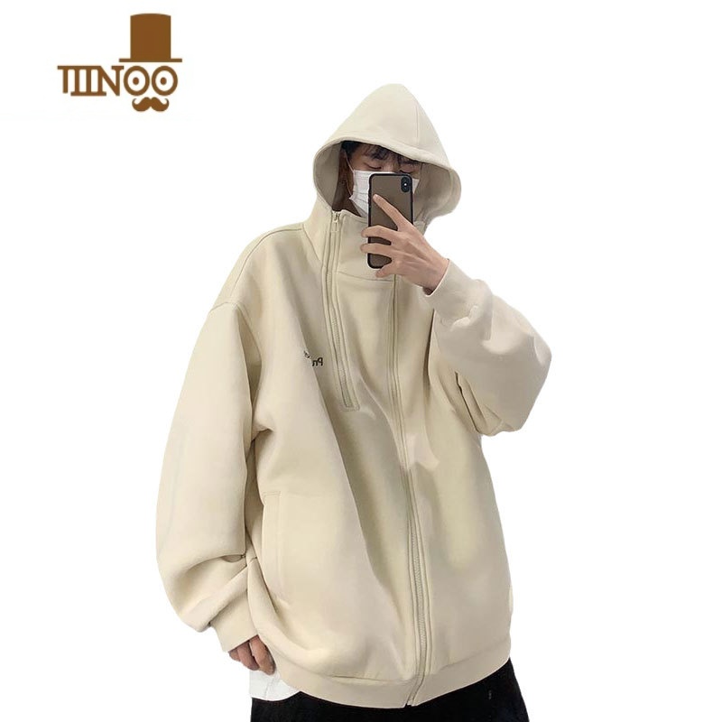 YANXU开衫卫衣男生薄款感潮牌痞帅炸街美式复古连帽外套高清大图
