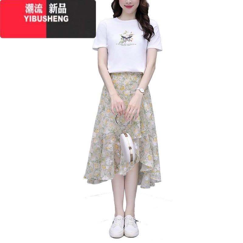 YIBUSHENG法式小众雪纺碎花连衣裙女季2024新款不规则甜美套装裙子两件套图片