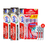 高露洁(Colgate)牙膏牙刷组合装送小牙膏(备长炭120g *3 +超洁纤柔3支装 + 小牙膏40g*3)