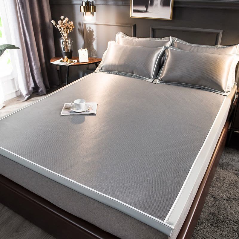 2022新款1200D加密纯色碳光席冰丝软席冰丝凉席三件套图片