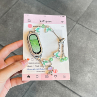 适用小米手环10表带新款小米9手表渐变蝴蝶串珠xiaomi8女款拉绳腕带3139B 绿色壳 8