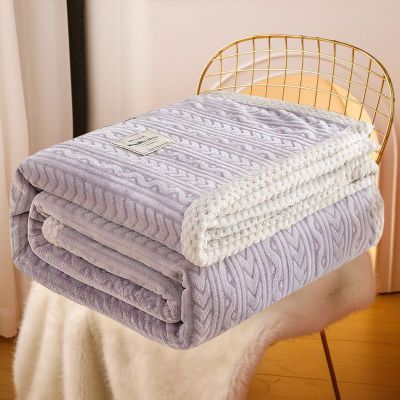 珊瑚绒毛毯盖被床单毯子铺床冬天加绒加厚冬季双面绒午睡毯 熏衣紫 午睡毯100X150cm
