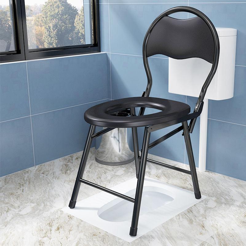 可折叠坐便椅老年人孕妇坐便凳移动马桶残疾便椅蹲便器大折椅便盆