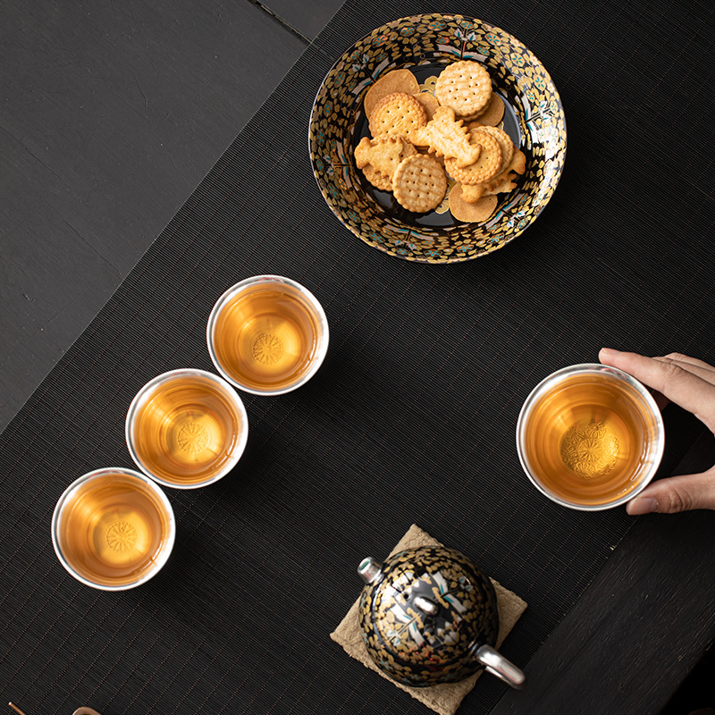 苏氏陶瓷(SUSHI CERAMICS)鎏银金枝玉叶茶壶套装非遗大师郑文强作品功夫茶具礼盒
