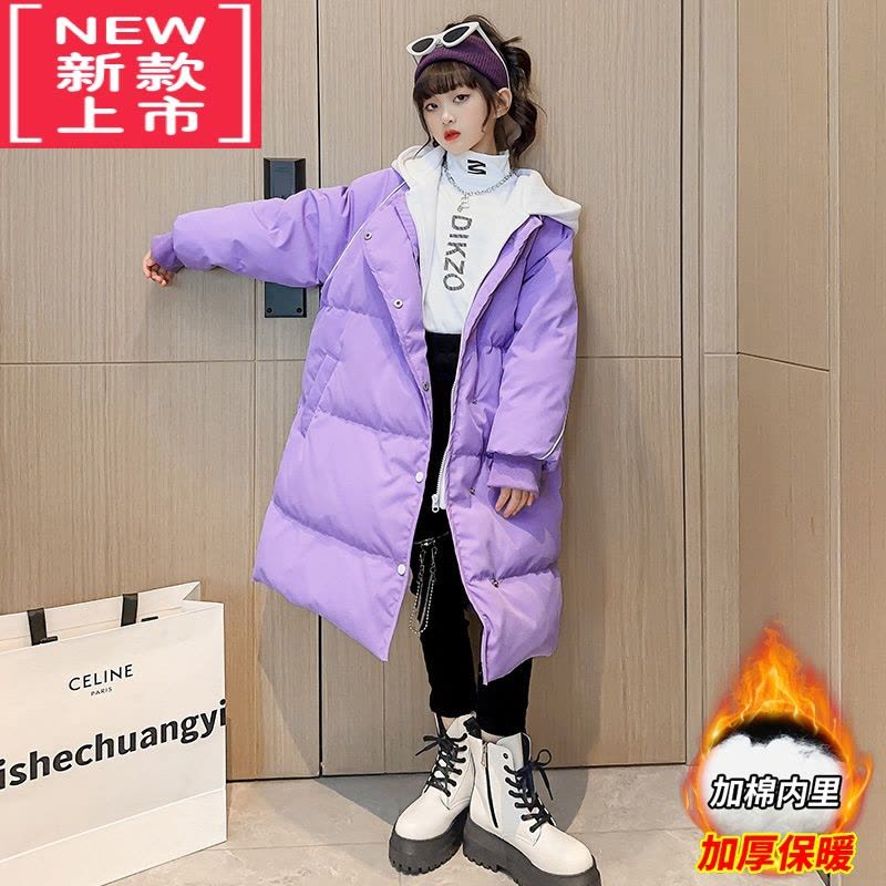 可莉允女童冬装外套羽绒棉服2022新款儿童宽松洋气棉衣中长款洋气衣服潮图片