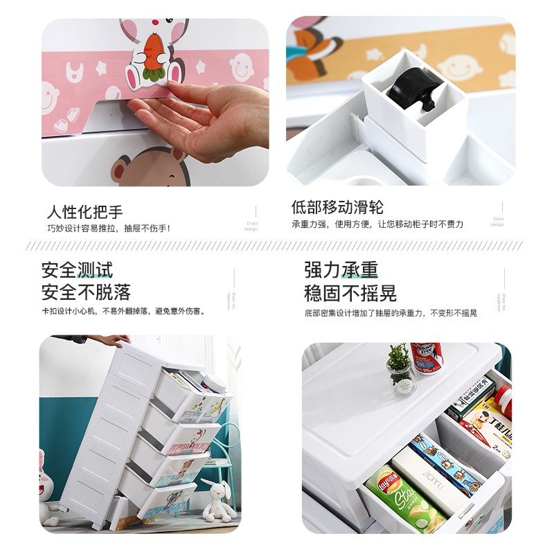 儿童收纳柜子抽屉式宝宝儿童衣物卧室宝宝塑料储物柜加厚衣柜收纳柜 三维工匠高清大图
