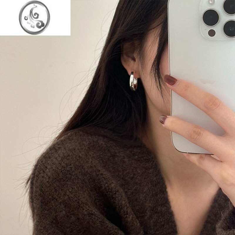 jimi小众s925银银光面c型耳钉女简约创意设计法式冷淡风气质时髦耳环