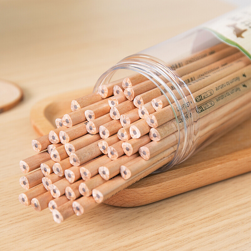 得力 (deli) 58117-HB原木书写铅笔(原木色)(50支/筒)高清大图