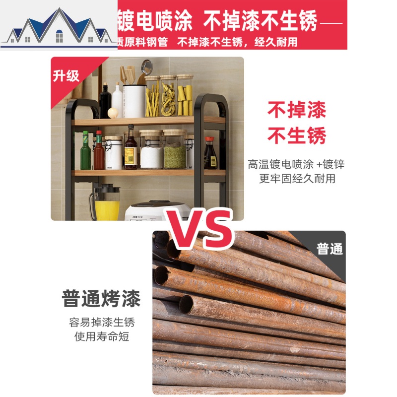 厨房置物架落地式微波炉架子放锅碗橱柜储物家用柜烤箱多层收纳架 三维工匠高清大图