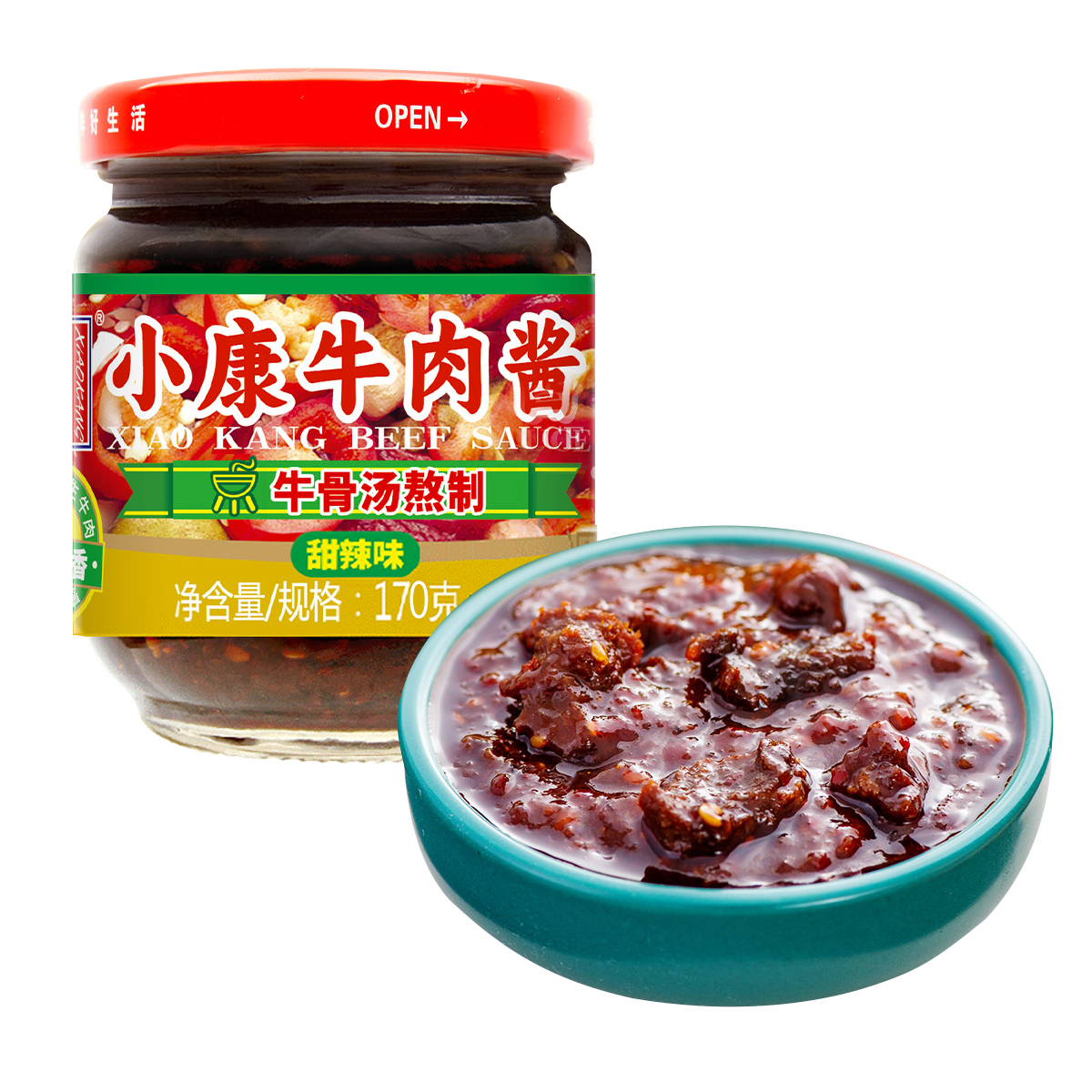 小康(XIAOKANG) 牛肉酱甜辣味170克/瓶 辣椒酱佐餐下饭酱拌米饭拌面火锅蘸酱高清大图