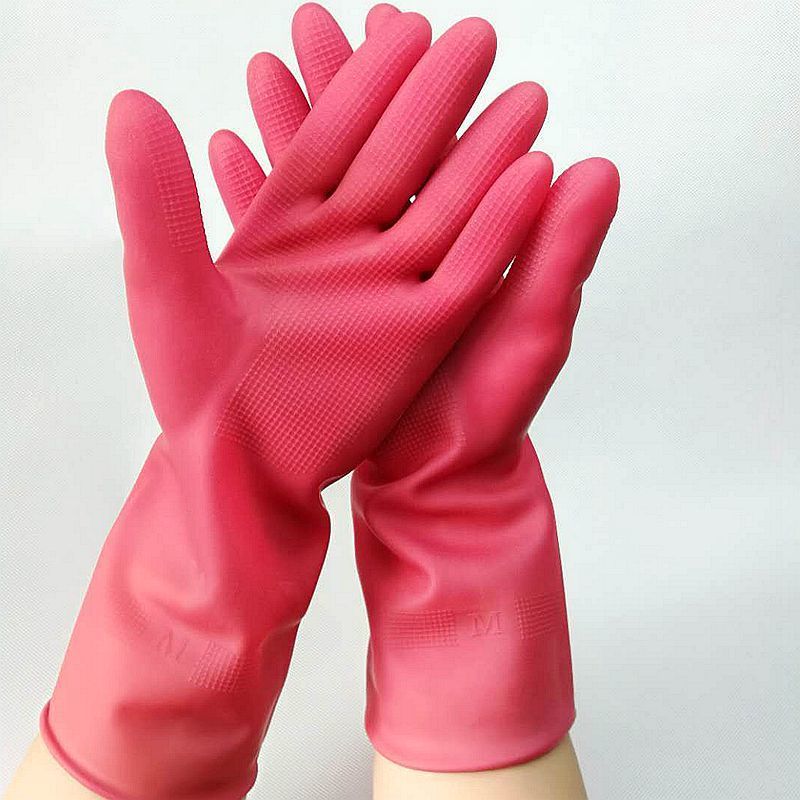 绿色1双l手套女橡胶乳胶防滑贴手型纯胶胶皮家务短款女用洗菜洗碗清洁