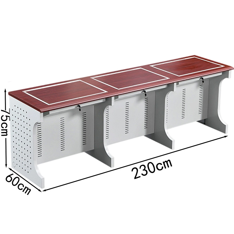 指臣翻转电脑桌三人桌台高清大图