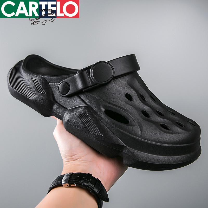 [线下专柜同款] 卡帝乐鳄鱼(CARTELO)新款户外洞洞鞋凉拖鞋休闲鞋花园鞋两用沙滩拖鞋透气包头凉鞋男鞋